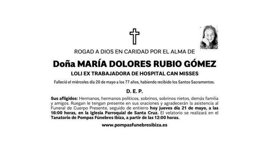 Esquela María Dolores Rubio Gómez