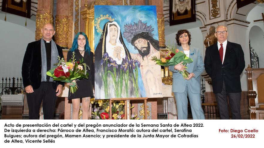 La Semana Santa de Altea se anuncia con un cartel de Serafina Buigues y el pregón de Mamen Asencio, perodista de RNE