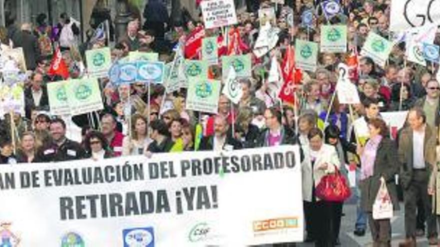 Manifestación de profesores contra la evaluación docente, en abril de 2009.