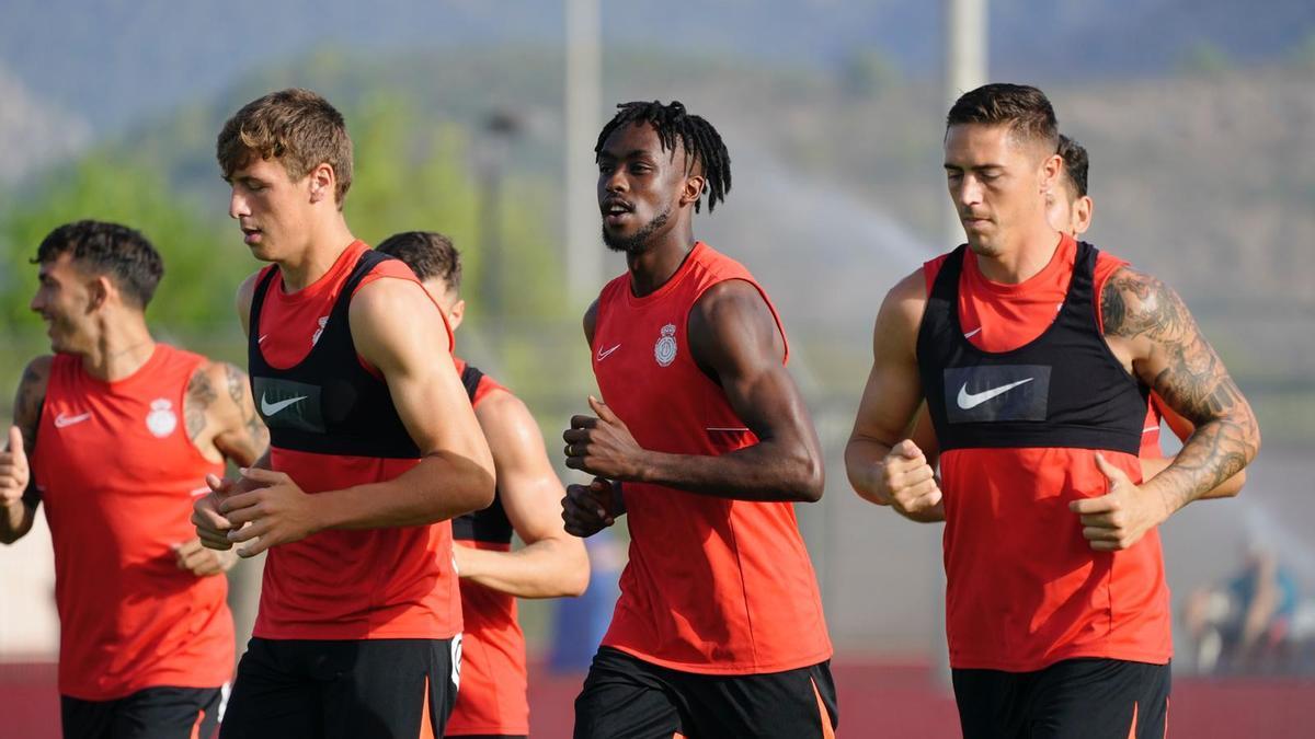 Tino Kadewere en su primer entrenamiento con el Real Mallorca