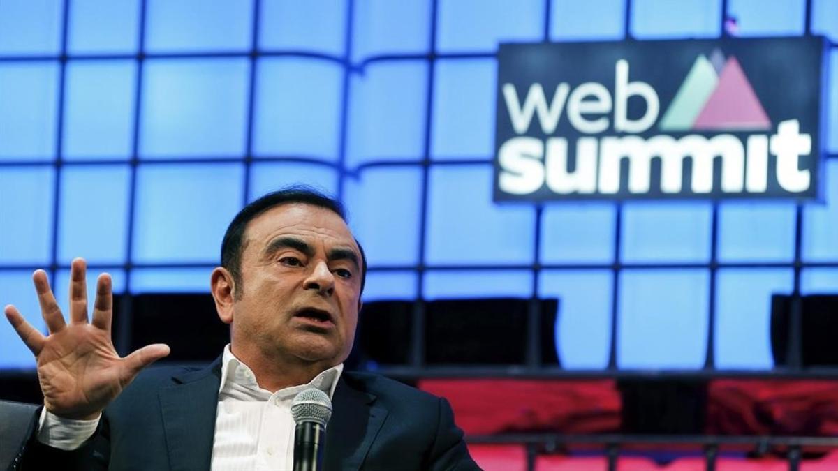 El presidente de Nissan, Carlos Ghosn, en la Web Summit de Lisboa.