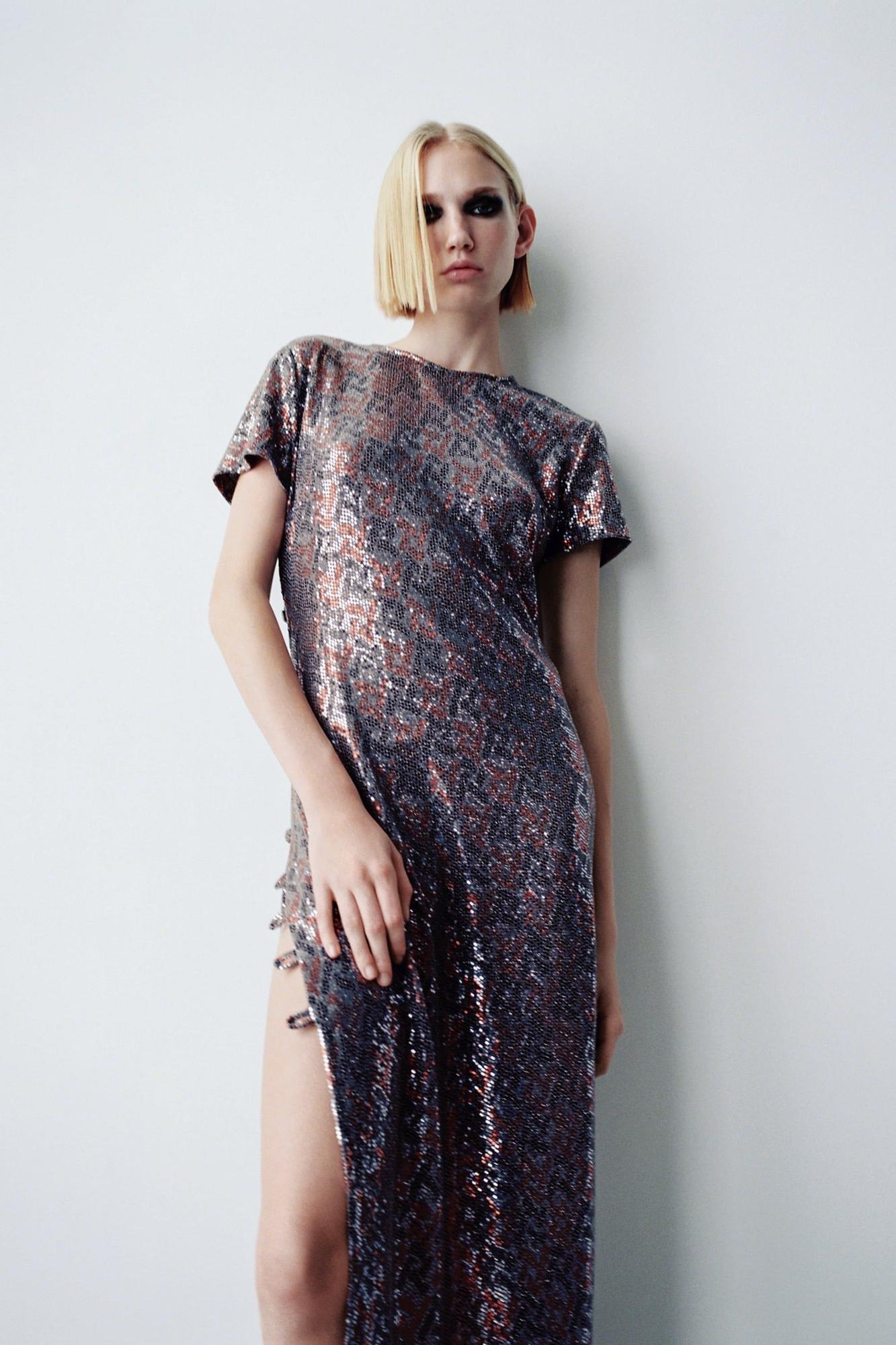 Vestido de lentejuelas cut out de Zara