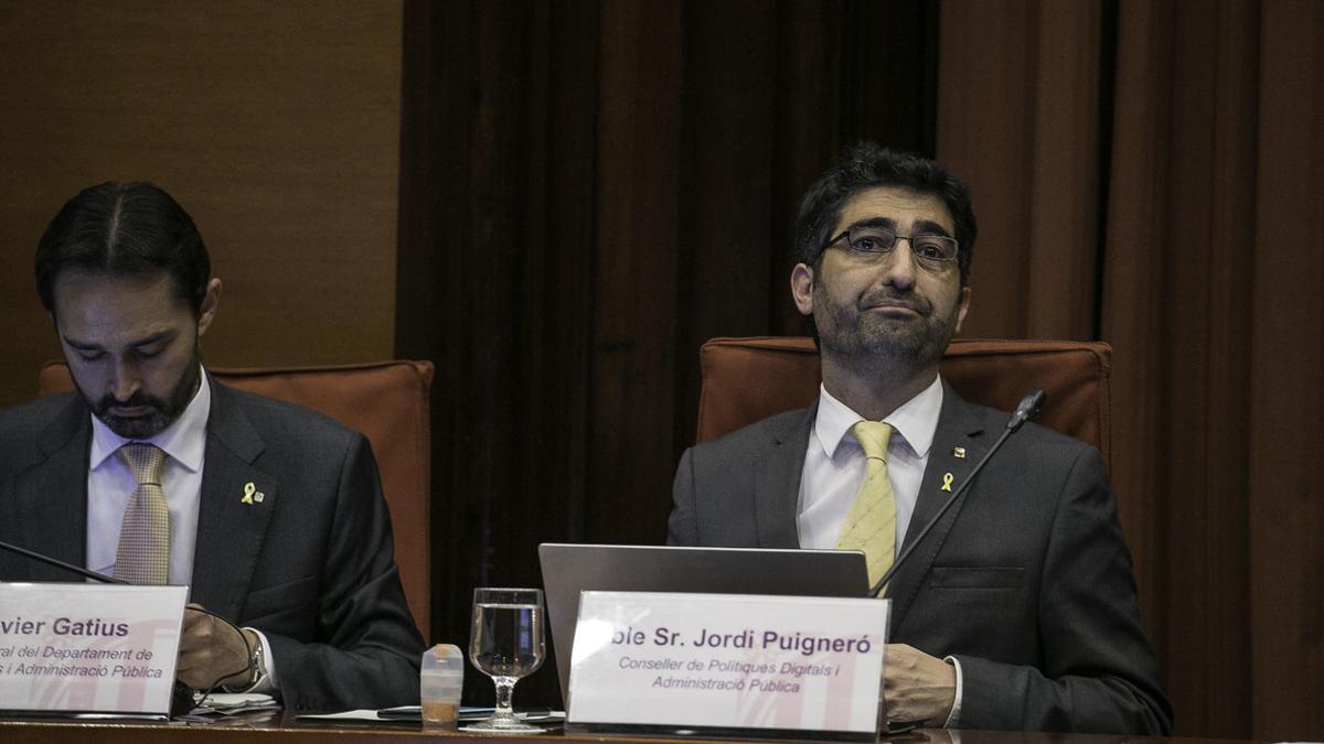 Jordi Puigneró, en la comparecencia ant el Parlament.