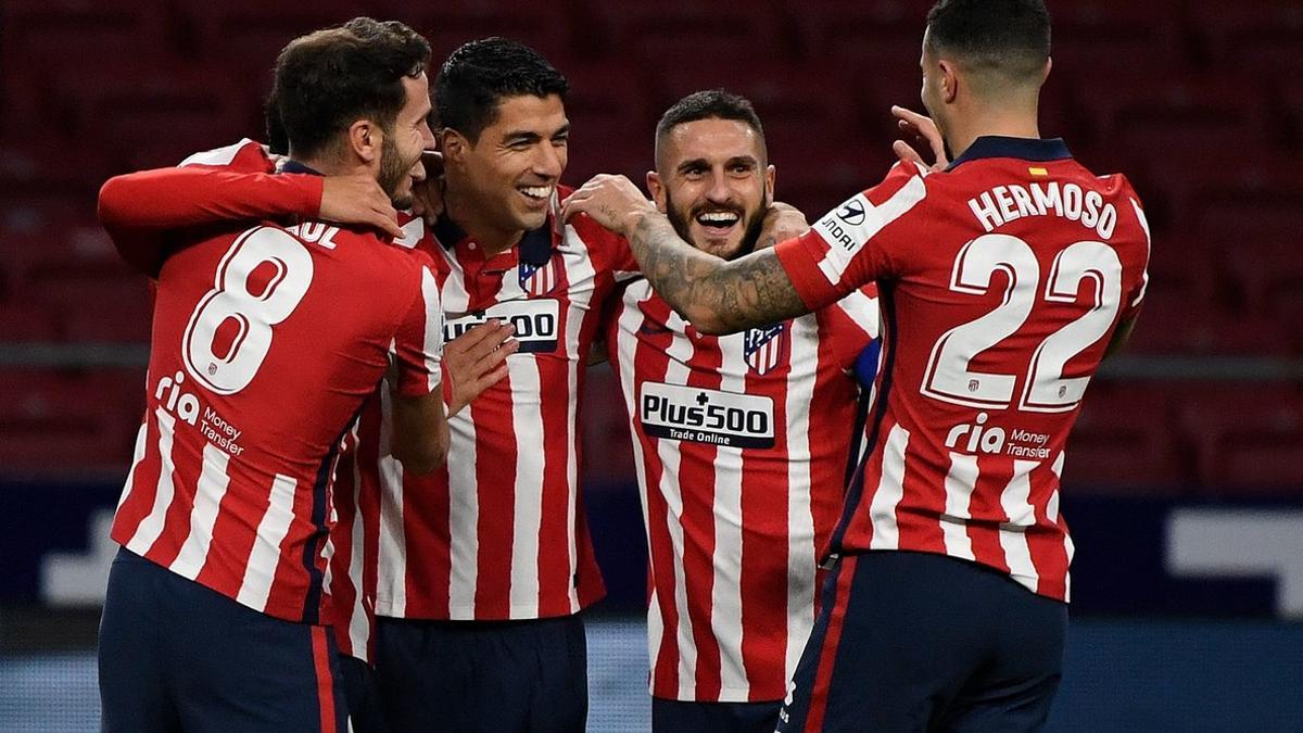 Jugadores del Atlético en el Wanda Metropolitano