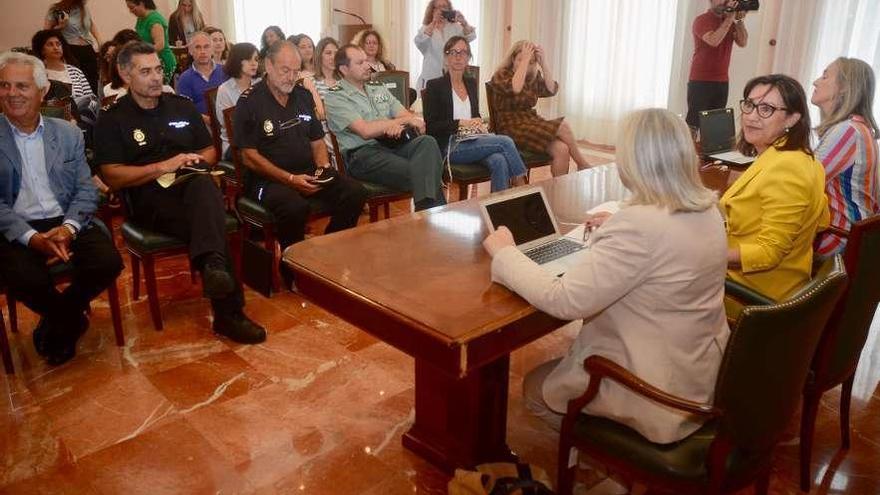 La subdelegada encabezó la reunión en la que se presentaron los datos sobre violencia machista. // R. V.