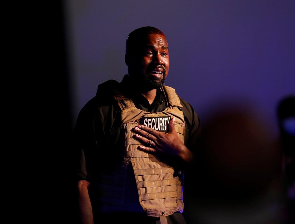 Rapper Kanye West gets emotional as he holds his first rally in support of his presidential bid in North Charleston, South Carolina, U.S. July 19, 2020.  REUTERS/Randall Hill