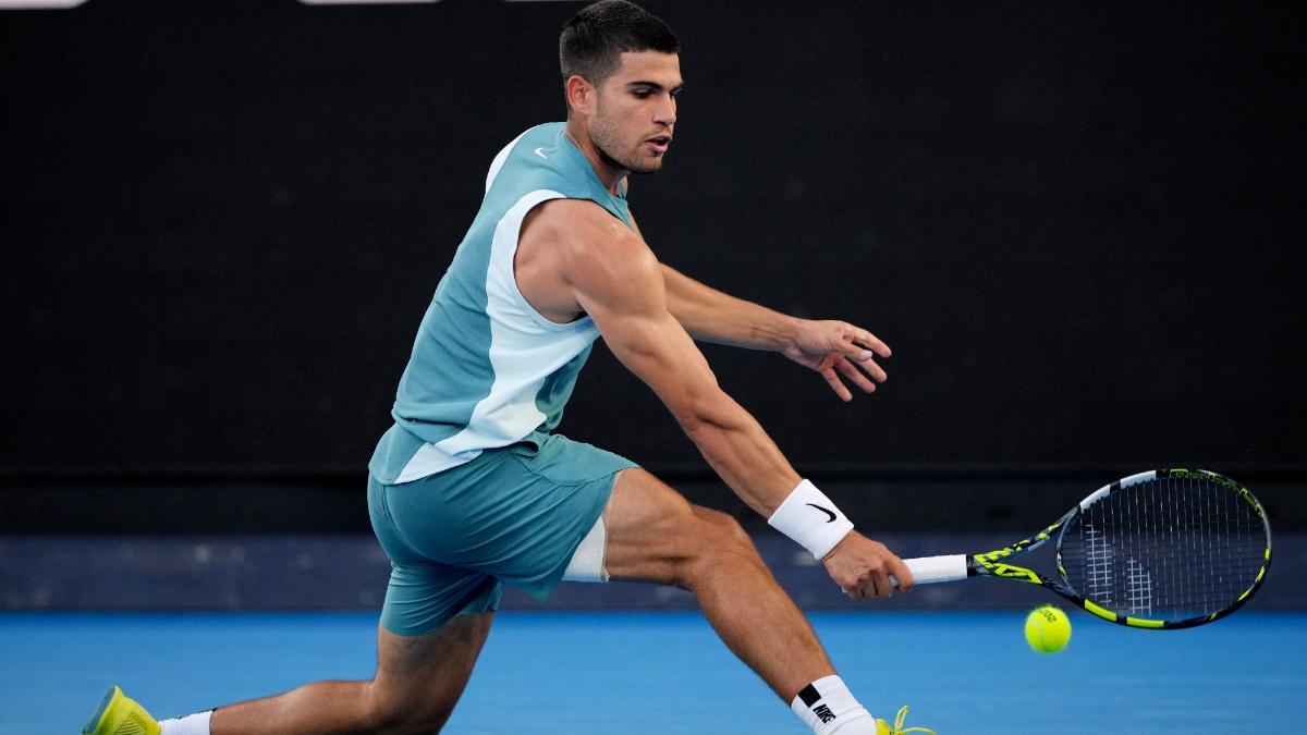 Carlos Alcaraz durante el partido ante Shevhcenko