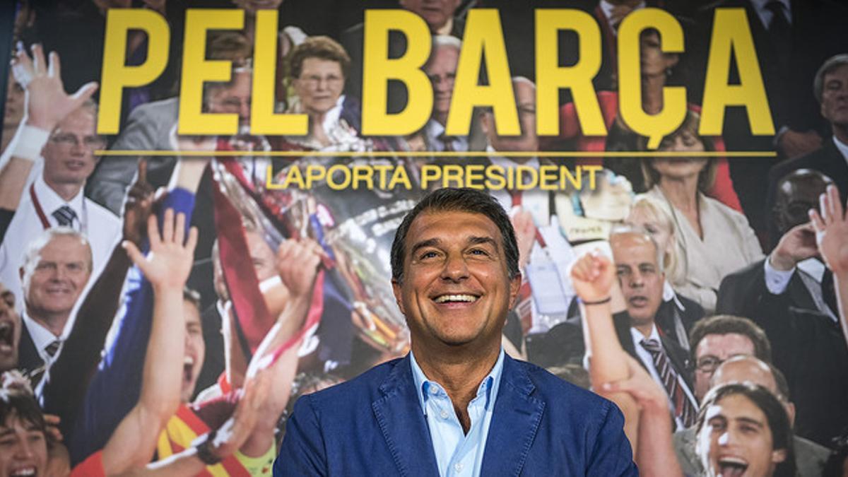 Joan Laporta, durante la presentación de su candidatura a la presidencia del Barça