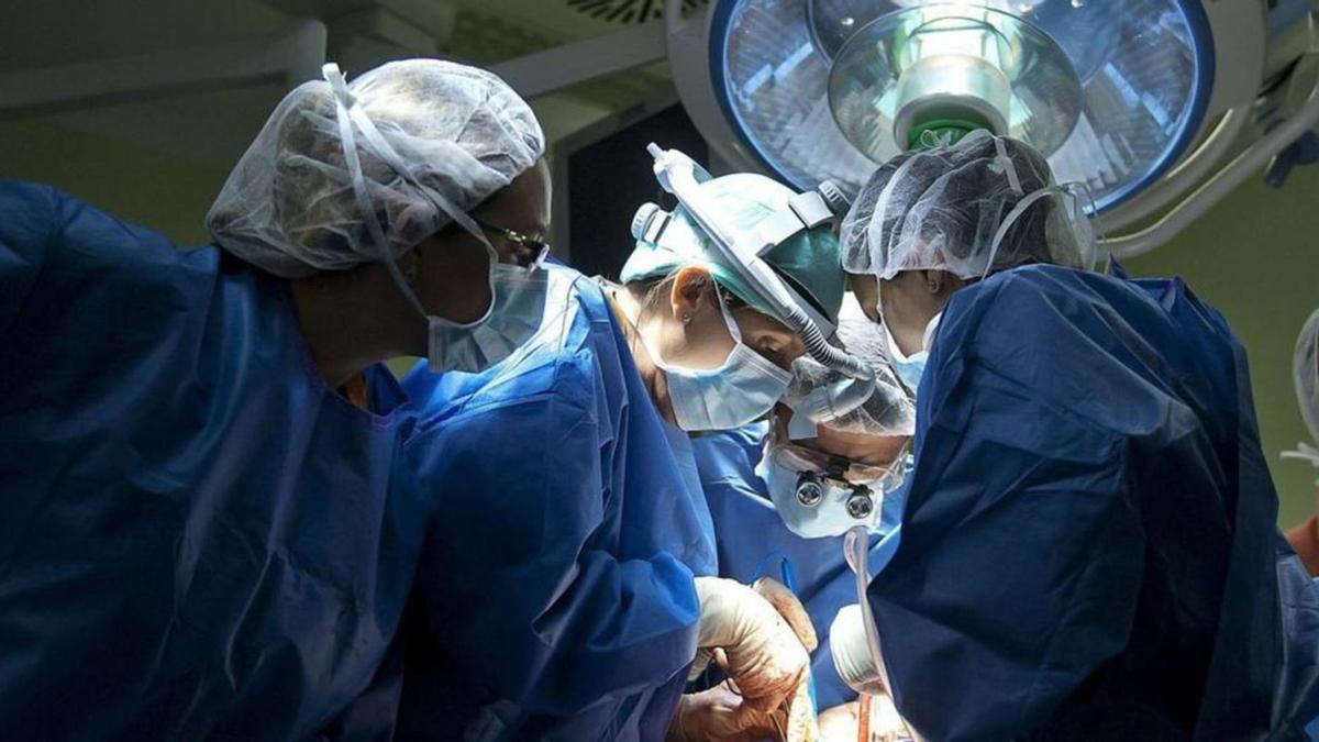 Cirujanos en el quirófano durante la realización de un trasplante.