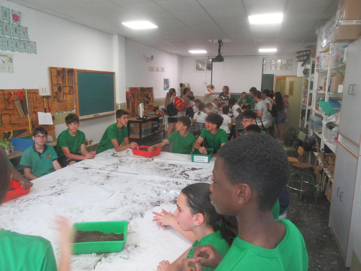 Taller de cultivo de plantas en una dependencia del centro.