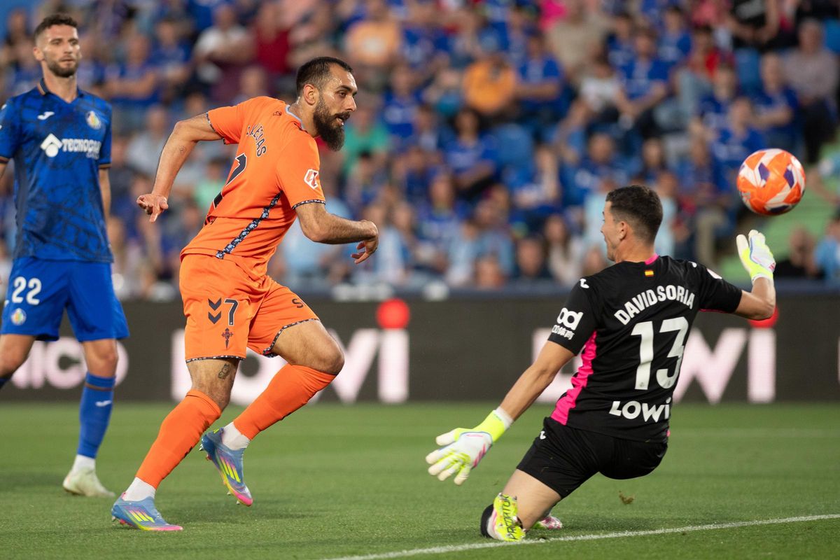 Borja anota en Getafe su último gol con el Celta.