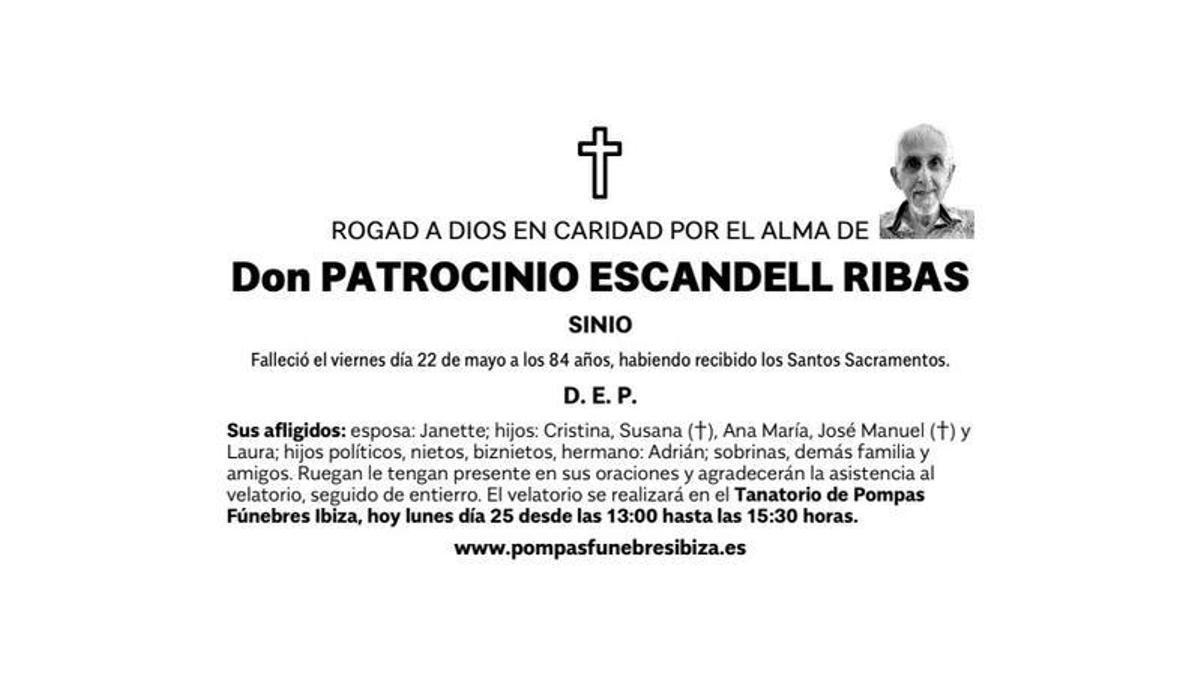 Esquela Patrocinio Escandell Ribas