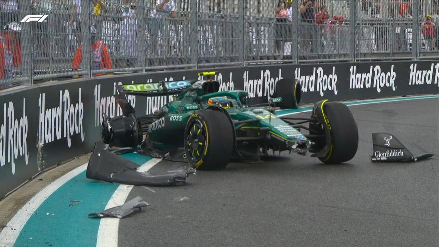 Alonso, furioso con Aston Martin y por el accidente con Lawson