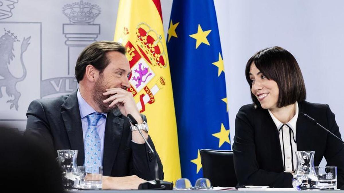 Óscar Puente y Diana Morant, ayer, en la comparecencia tras el Consejo de Ministros.