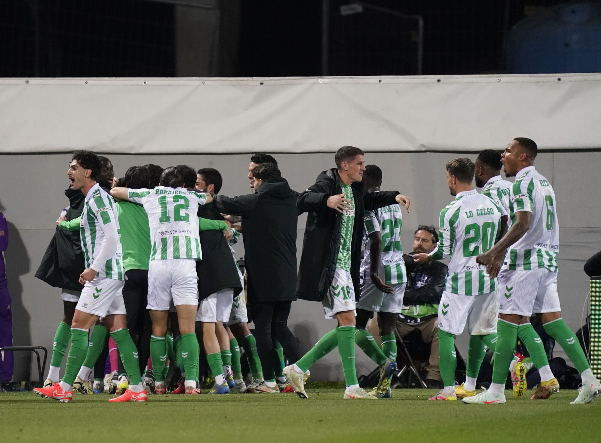 Betis’ players celebrations after the goal of 0-1 during the UEFA Conference League soccer match between Fiorentina and Betis at Artemio Franchi stadium in Florence, Italy - Thursday, May 08, 2025. (Photo by Marco Bucco/LaPresse )