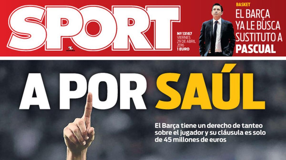 La portada del 29 de abril de SPORT