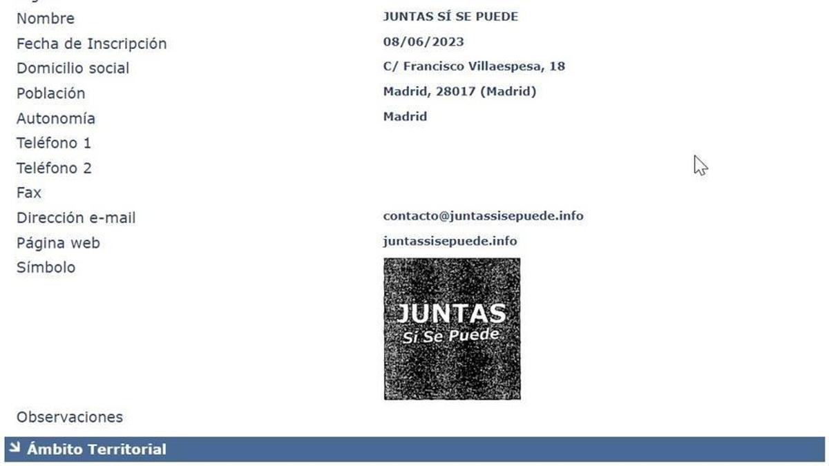 Juntas sí se Puede, partido registrado por Carlos Gil Cuevas.