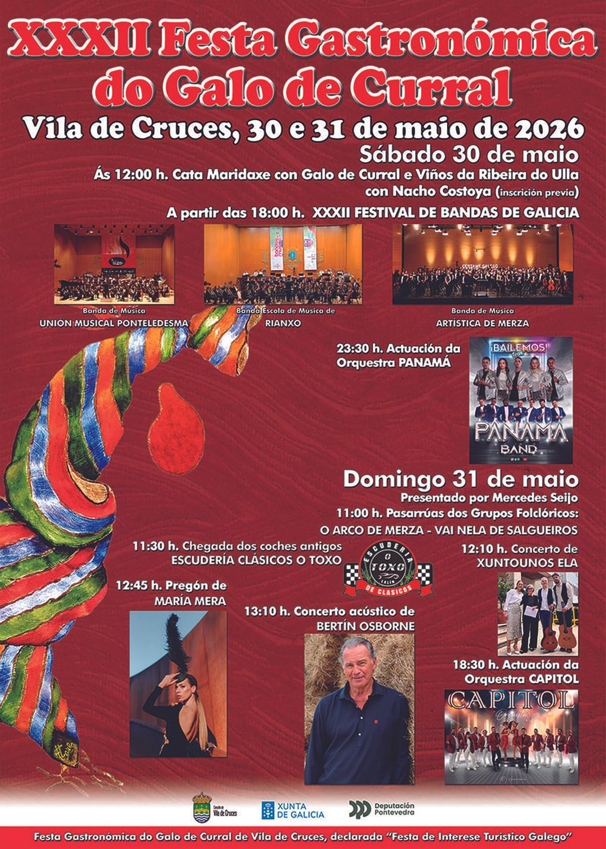 Cartel de actividades da XXXII Festa do Galo de Curral.