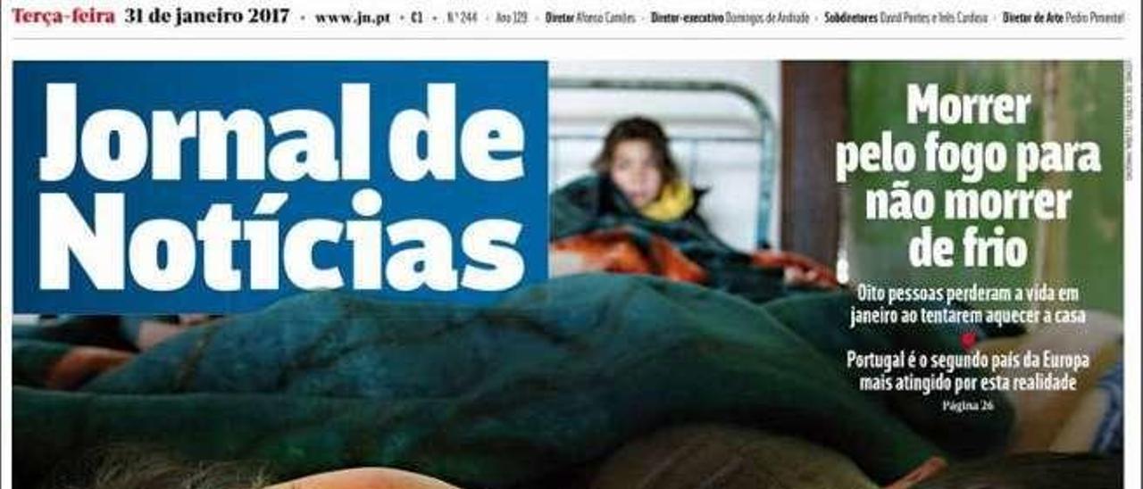 Reproducción de la portada de ayer del Jornal de Noticias.