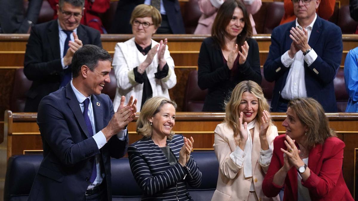 Pedro Sánchez durante la moción de censura de Vox.