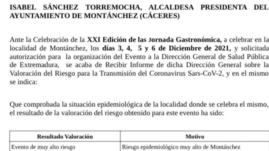 Sanidad desautoriza la celebración de las Jornadas del Cerdo en Montánchez por alto riesgo de contagios