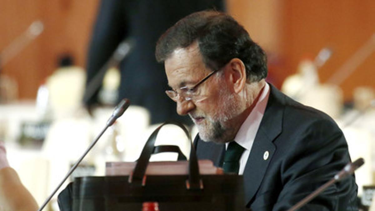 El presidente del Gobierno, Mariano Rajoy, este lunes, durante la cumbre de cambio climático que se ha celebrado en París.