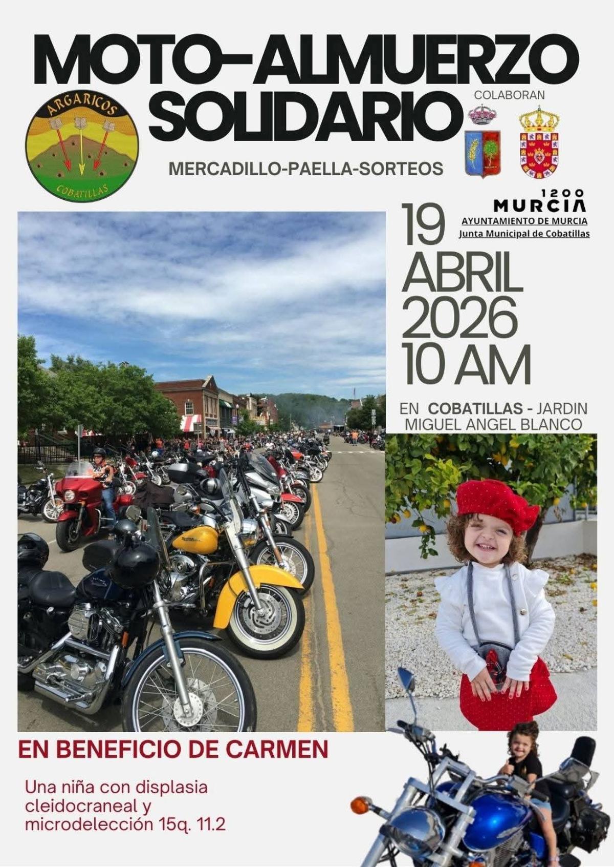 Cartel del moto-almuerzo solidario.