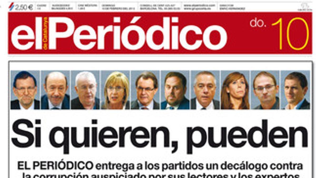 La portada de la edición del domingo 10 de febrero.