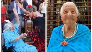 El sueño cumplido de Carmen con 95 años: "Desde que migró a Castellón quería vestirse de sevillana en la Feria de Abril"