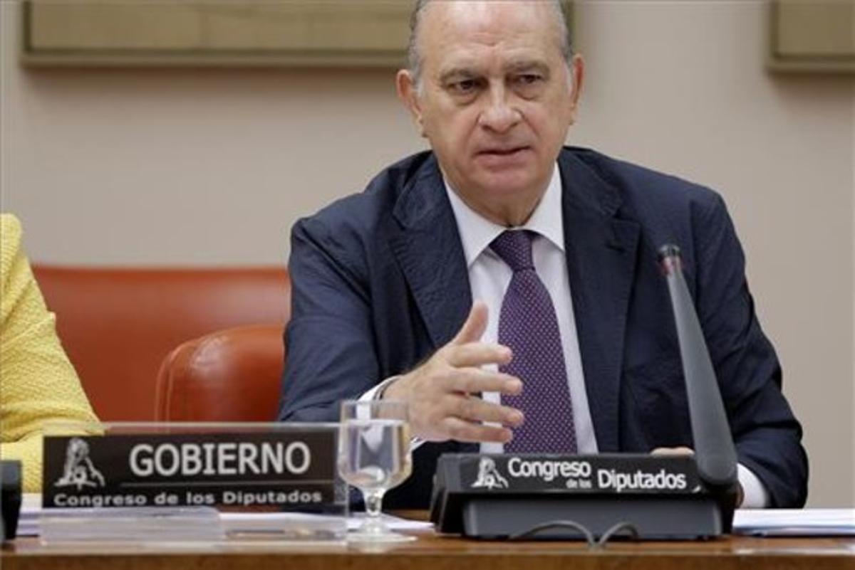 El ministre Jorge Fernández Díaz, durant la seva compareixença a la comissió d’Interior del Congrés dels Diputats.