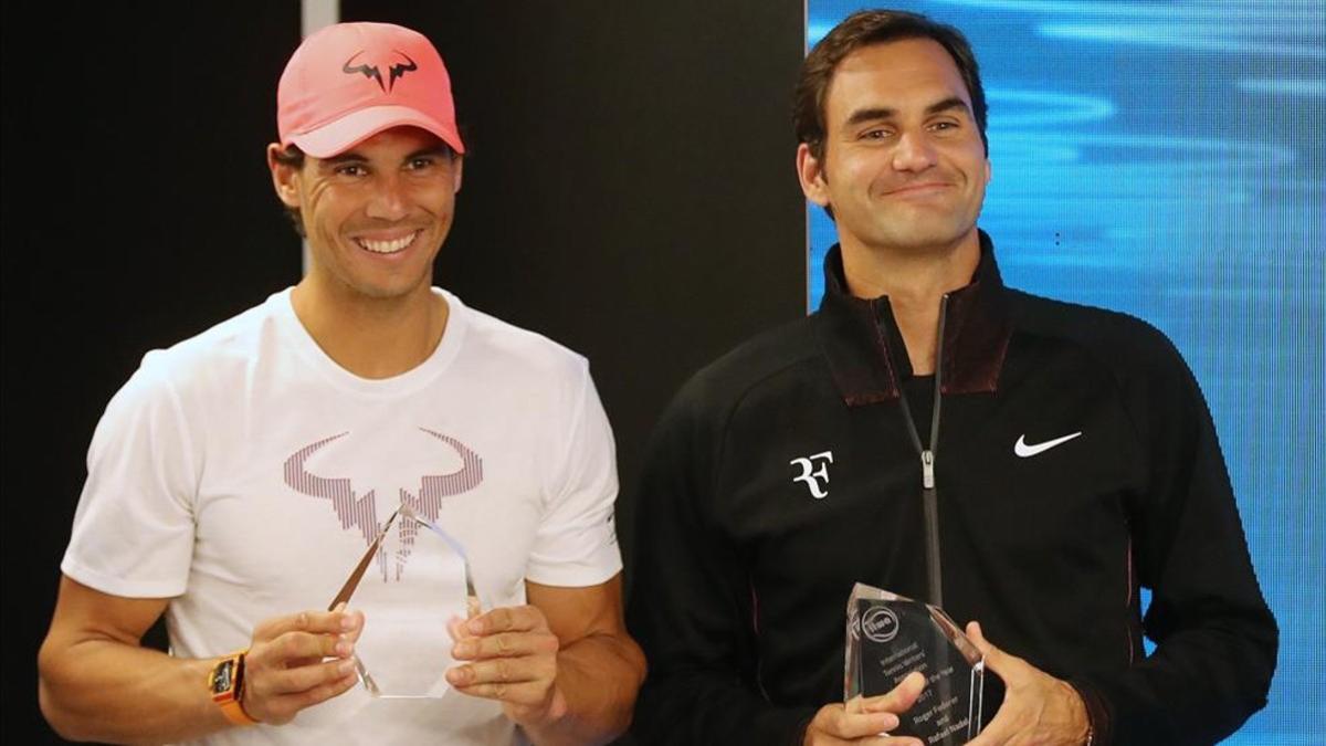Rafael Nadal junto a Roger Federer