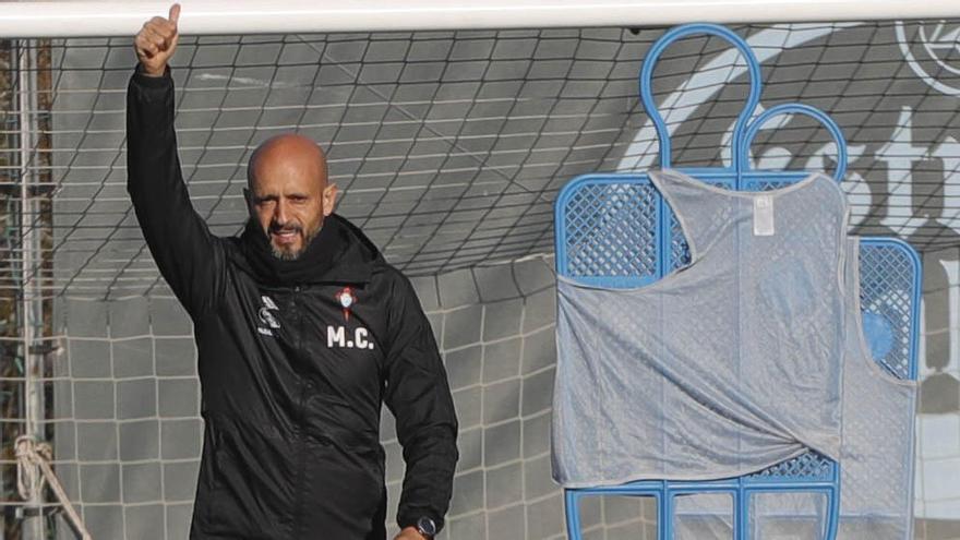 Cardoso, durante un entrenamiento en A Madroa // Ricardo Grobas