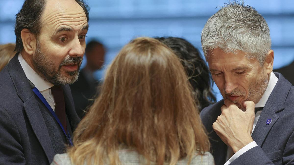 Fernando Grande Marlaska, durante la reunión con sus homólogos de los Veintisiete.