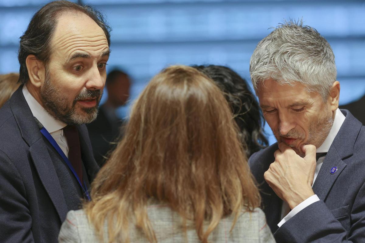 Fernando Grande Marlaska, durante la reunión con sus homólogos de los Veintisiete.