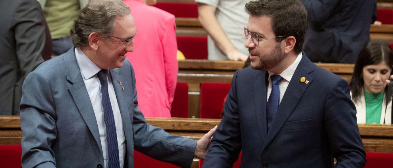 Giró i Aragonès en el ple del Parlament del passat 30 de juny. | EUROPA PRESS