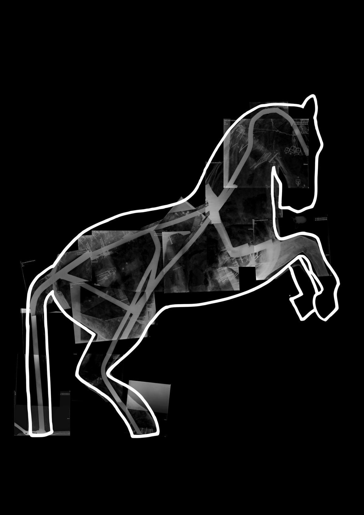 Reconstrucción interior del caballo a través de las radiografías realizadas