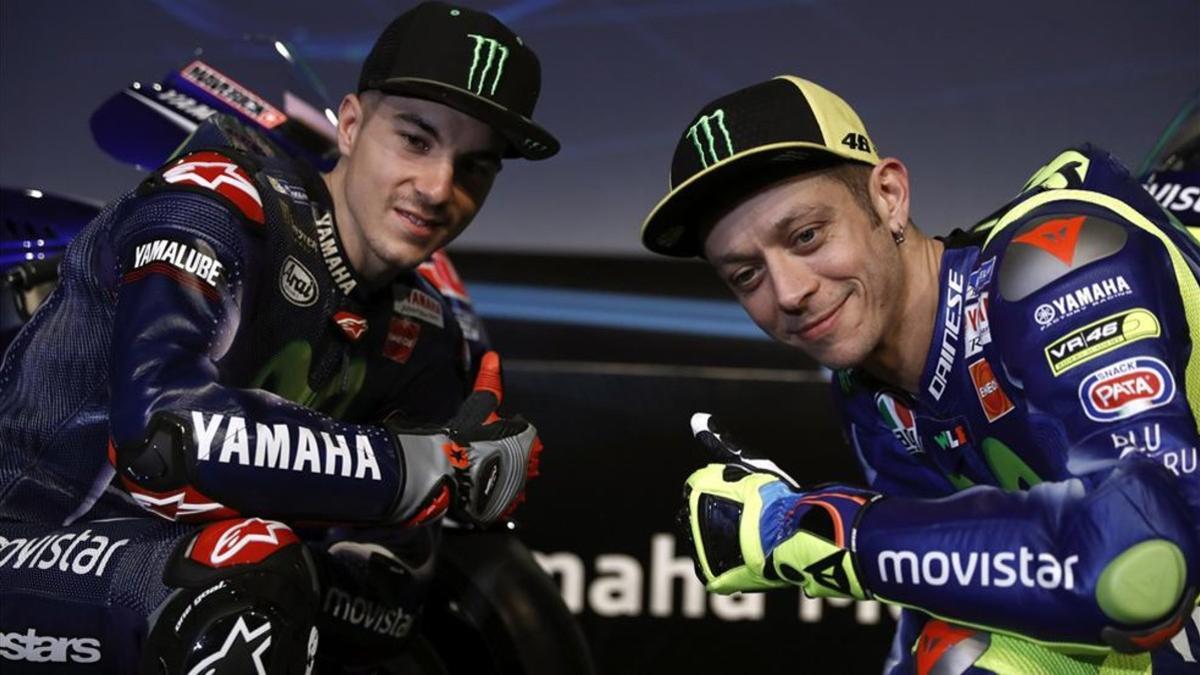 Viñales y Rossi, en la presentación de Yamaha en Madrid