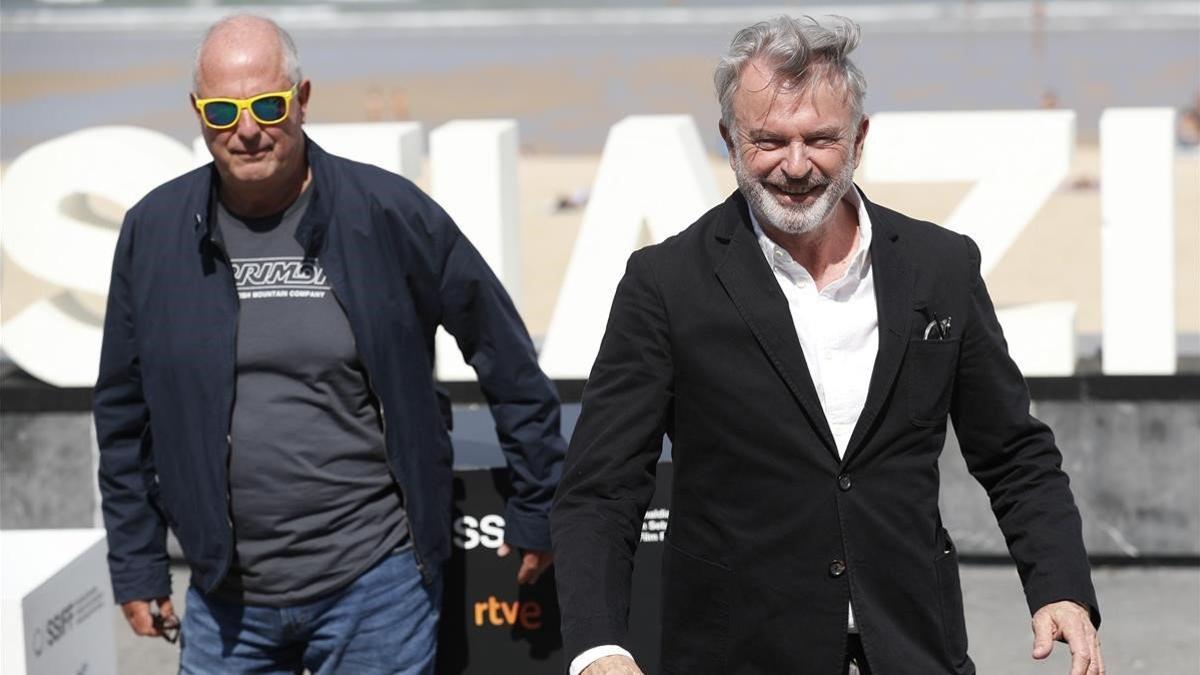 Roger Mitchell (izquierda) y Sam Neill, tras presentar 'Blackbird' en San Sebastián