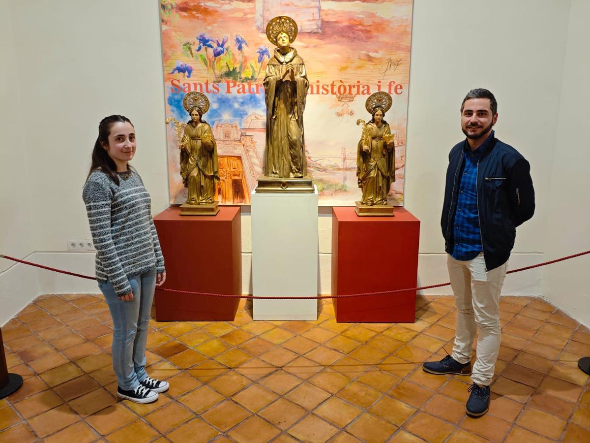 Los restauradores que han trabajado con las imágenes, este viernes en el MUMA.