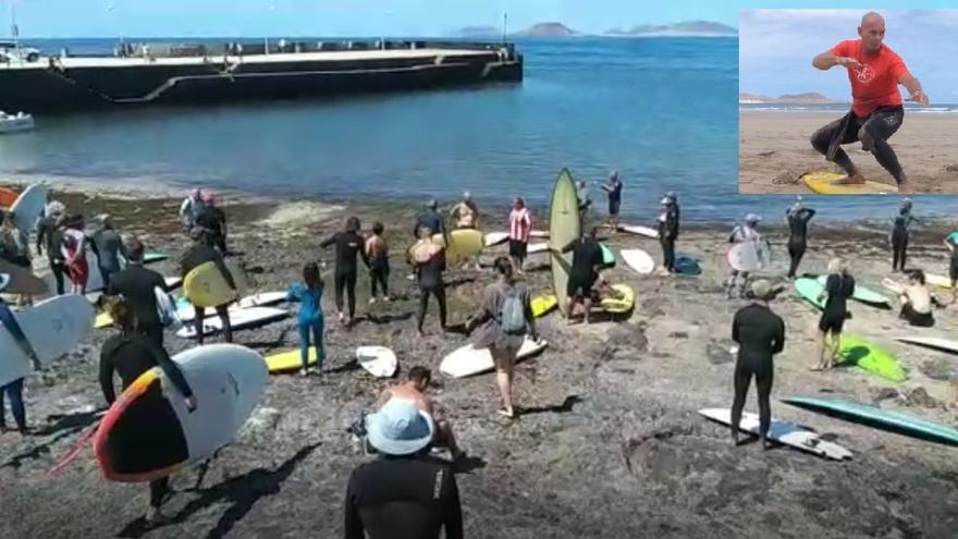 Emotivo último adiós de los surferos de Lanzarote a Tim Jones