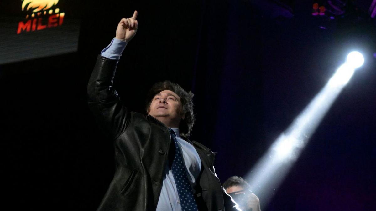 El presidente argentino, Javier Milei, en un acto electoral en Buenos Aires.