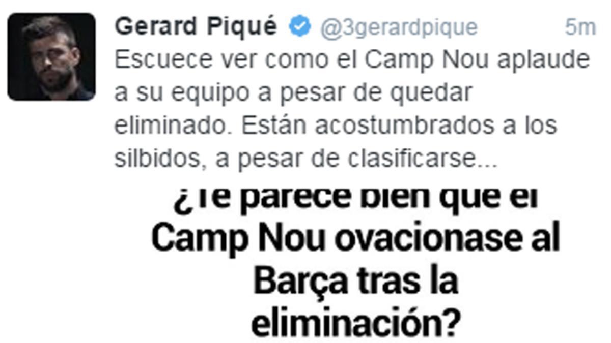El mensaje de Gerard Piqué en su cuenta de Twitter