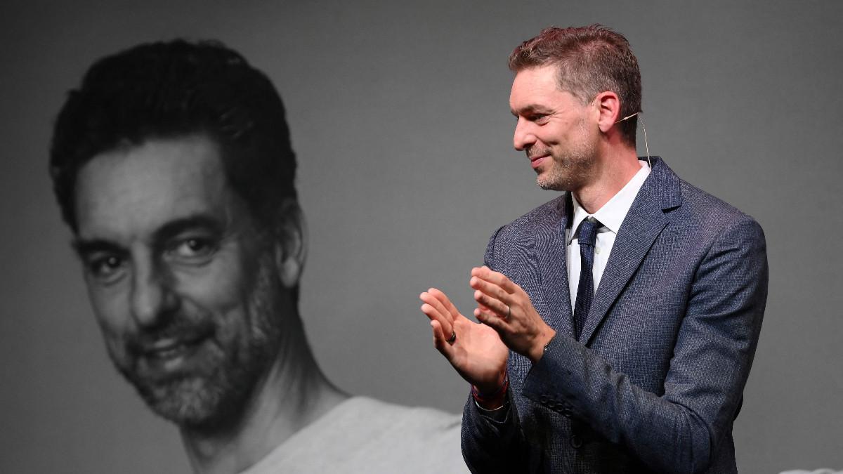 Pau Gasol, durante su acto de despedida