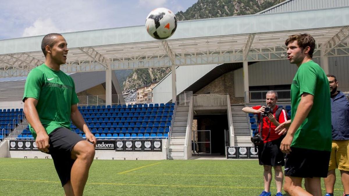 El brasileño y Sergi Roberto, peloteando en Andorra