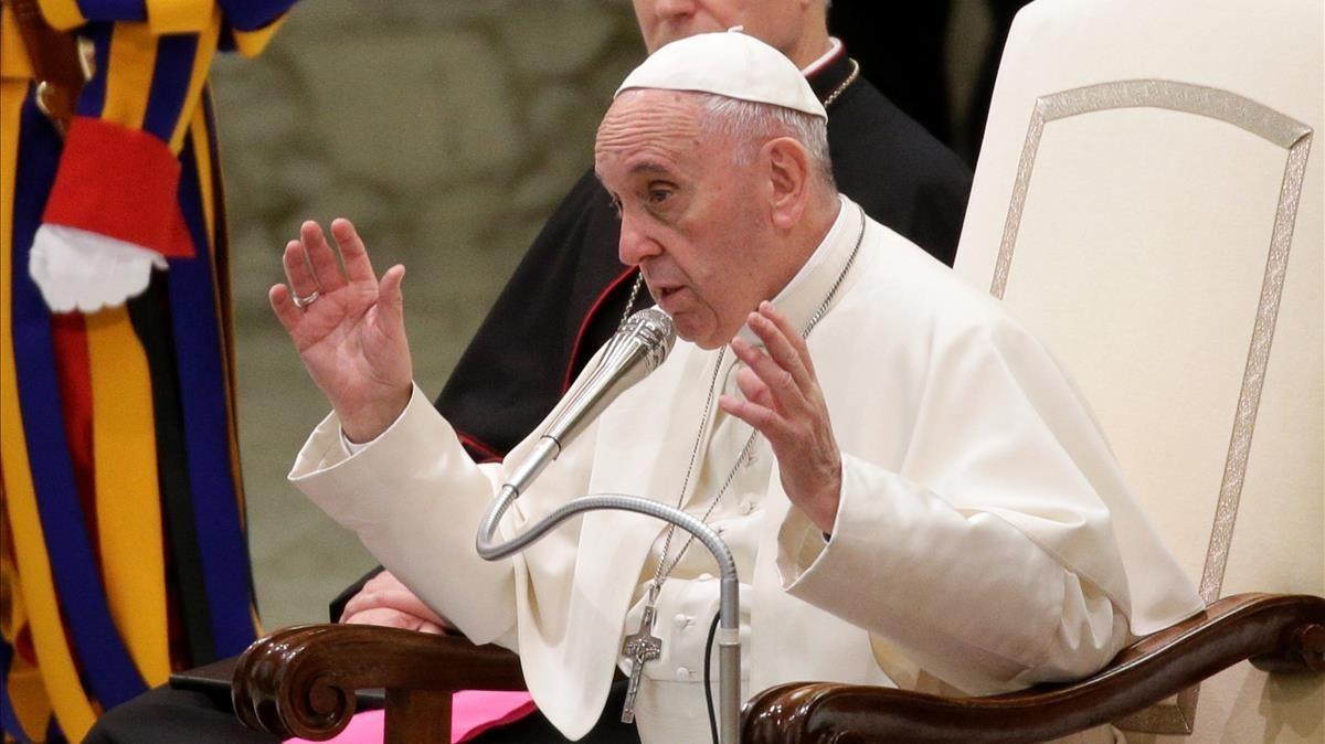 El Papa, durante el mensaje navideño.