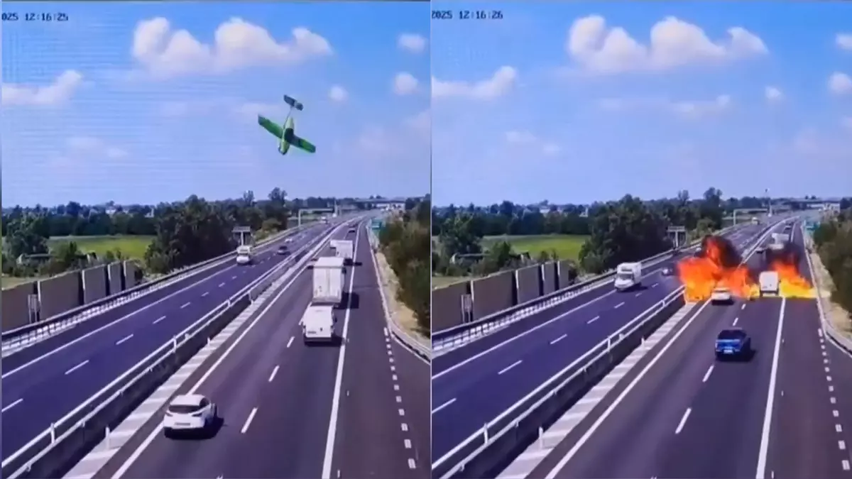 Tragedia en Italia: una avioneta se estrella contra una autopista y explota
