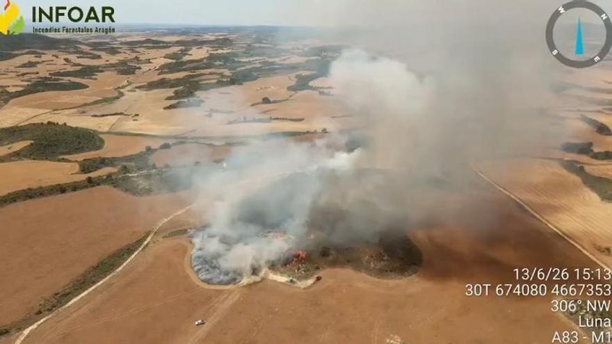 Vídeo | Declarado un incendio forestal en Luna (Zaragoza)