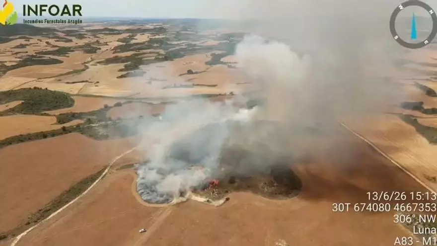 Vídeo | Declarado un incendio forestal en Luna (Zaragoza)