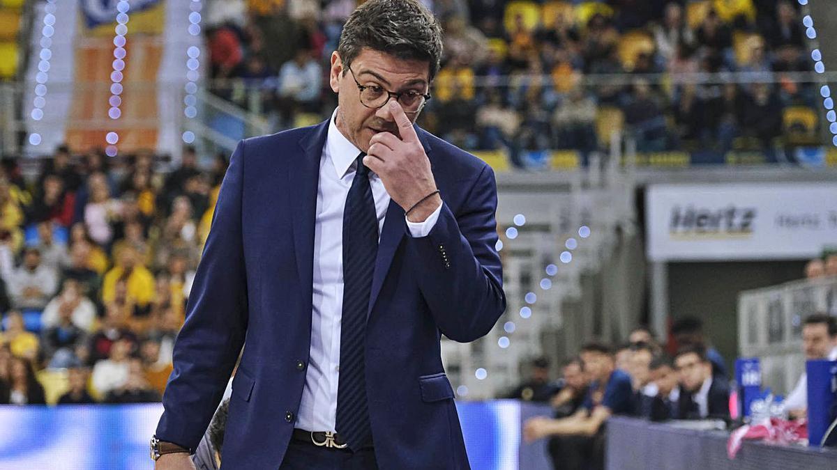 Fotis Katsikaris, durante un partido de la pasada temporada en el Arena. |