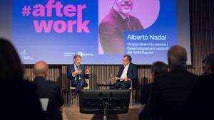 Barcelona, 17/10/2025. Economía. El vicesecretario de Economía y Desarrollo Sostenible del Partido Popular, Albert Nadal, durante un afterwork en la Sala Pau Gil del Recinte Modernista de Sant Pau. Foto de Zowy Voeten